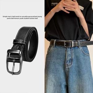 High-grade Belt for Women Korean Style Versatile Jeans Decorative Belt for Male Students Matte Silver
