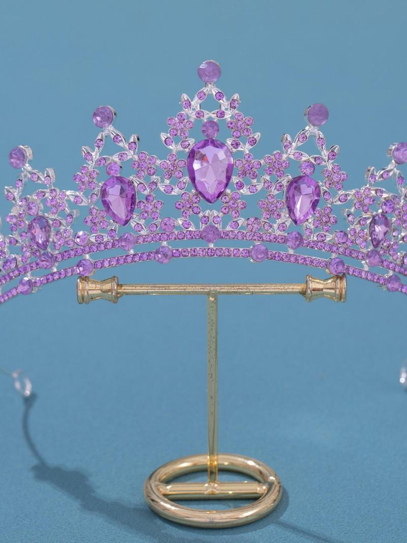 Product Introduction of Women's Elegant Rhinestone Decor Crown, Trendy Exquisite Headwear for Bride, Chic Gorgeous Hair Accessories for Wedding Party Decor 11