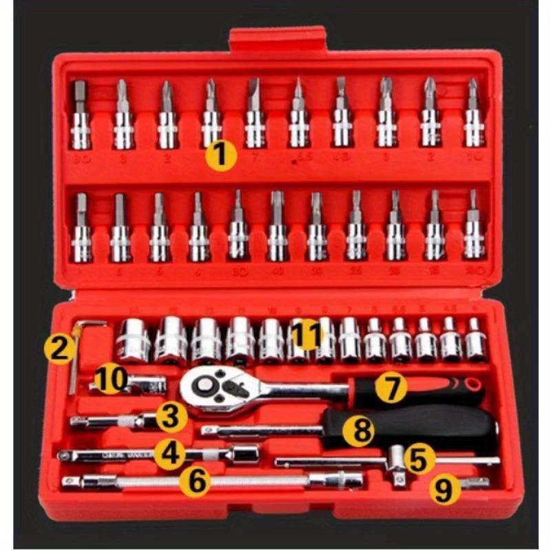 46 Piece Set Wrench Combination Socket Head Automobile Maintenance Tool Socket Wrench Combination Hardware Tool 2