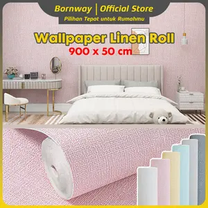 Bornway Wallpaper Dinding Linen Roll 900x50 Cm Foam Motif Coral Tahan Air Mudah Pasang Bersihkan A15 Ideal untuk Kamar Kelas Atas Dekorasi Fleksibel Artistik
