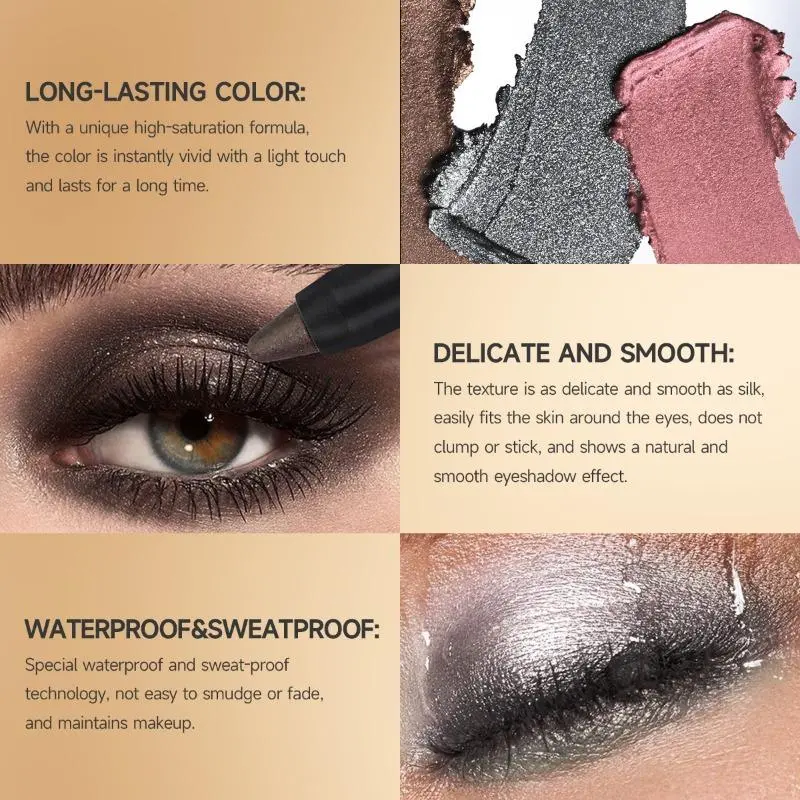 Long Lasting Shimmering Eyeshadow Pencil, 1 Count Ultra Pigmented and Long Lasting Cream Eye Shadow Pen, Eye Makeup Tool for Women, One Size Makeup, Christmas Gift 4