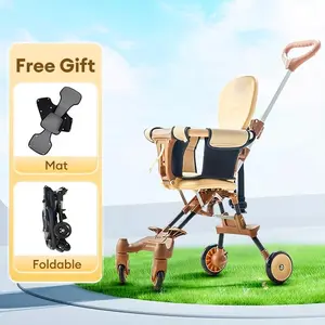 [Pengiriman Gratis] Magic Stroller Roda 4 Stroller Baby Lipat 2 Arah dengan Travelling Seat Belt Kereta Dorong Newborn Bayi Hadiah Lebaran Anak 2025 Hampers Lebaran Bingkisan Ramadan Spesial - Khaki+Alasduduk