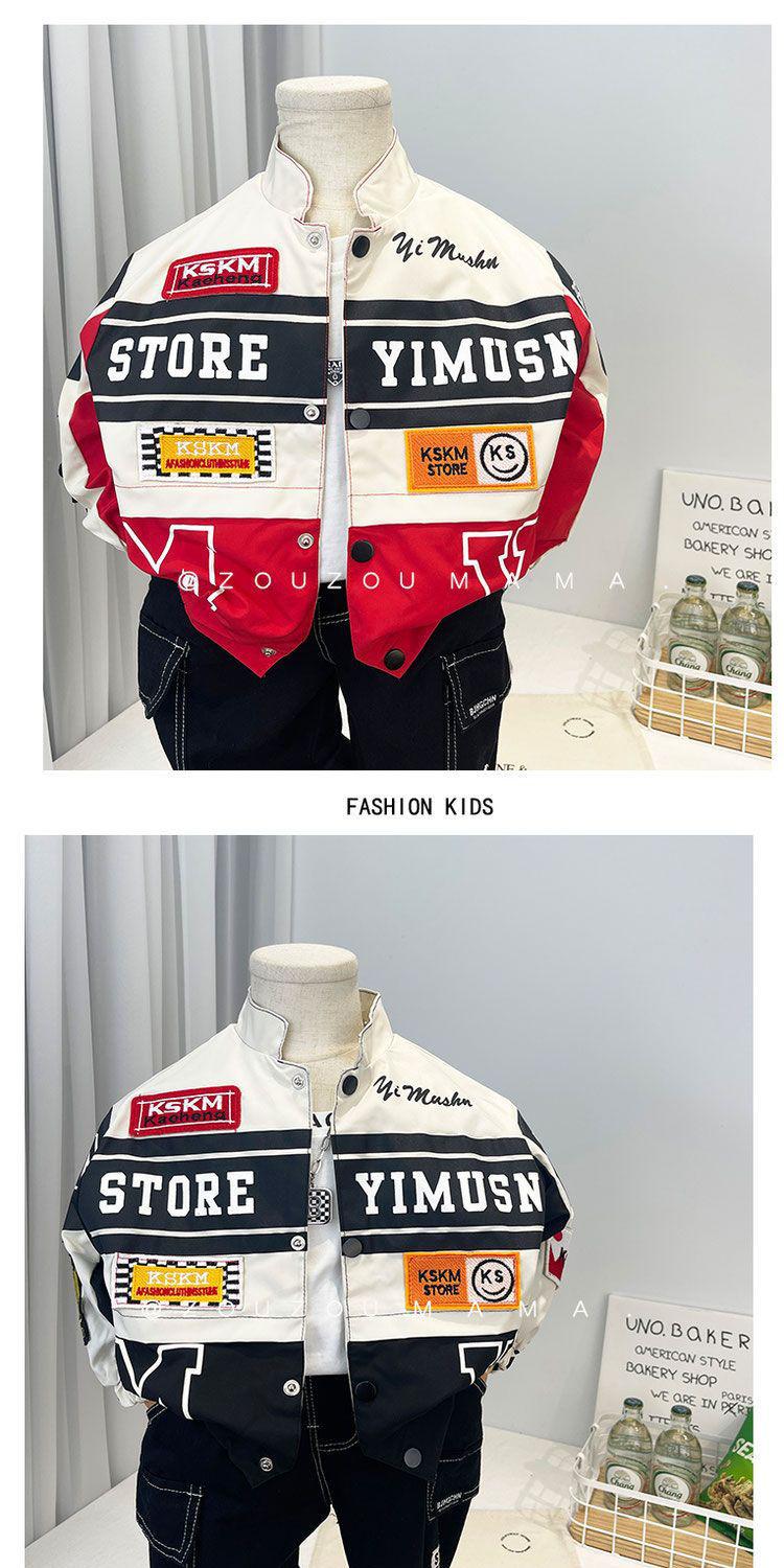 Product Introduction of [New Hot Sale] Boys' Spring Motorcycle Clothing Coat 2025 New Children's Fashionable Cool Handsome Stand Collar Jacket Little Boy Racing Suit 16