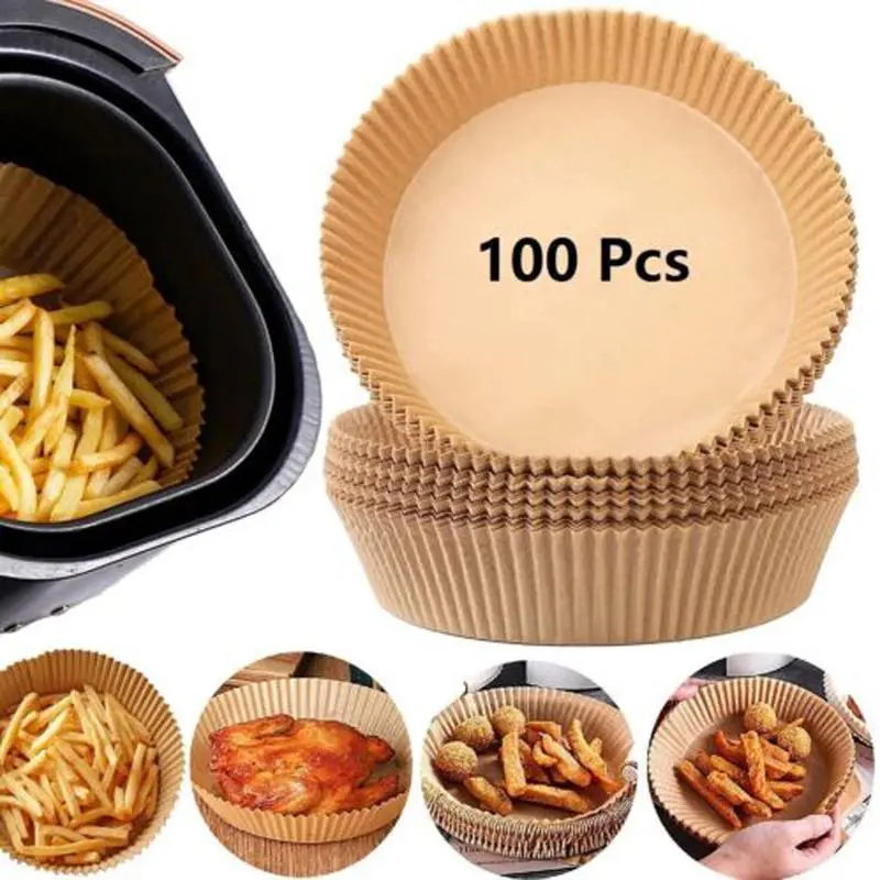 Disposable Air Fryer Liner (100pcs), Disposable Paper Liner for Baking Roasting Microwave, Baking Utensils for Home Kitchen 0