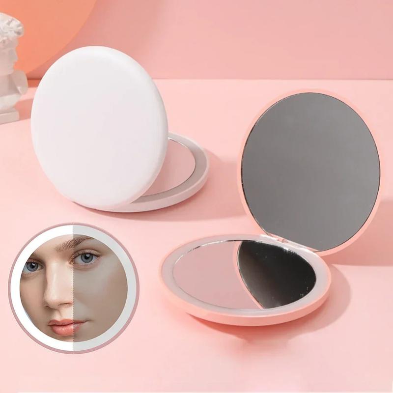 Makeup Mirror Light Mini Portable LED Light Hand Hold Cosmetic Mirror Foldable Lightweight Mini Design Pocket Mirror 1