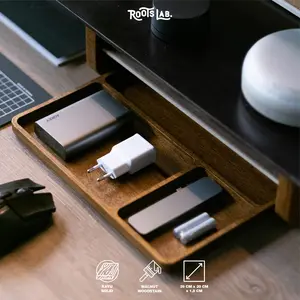 Large Monitor Stand Tray | Nampan Kayu | Wooden Tray | Solid Wood Meja Desk