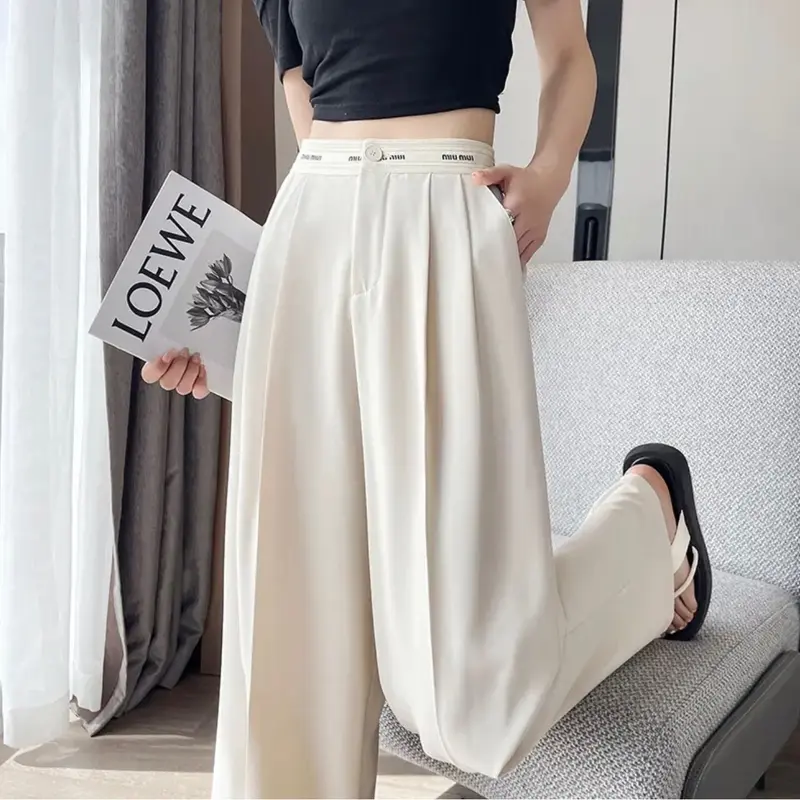 Quần ống rộng cạp chữ Miu. Chất golt nhật cao cấp. đủ màu (miu 5) Nữ Ong 3