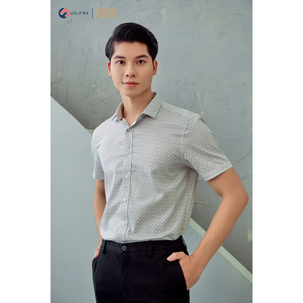 Sơmi ngắn tay DGCs dáng Slim Fit - SASNBB18M
