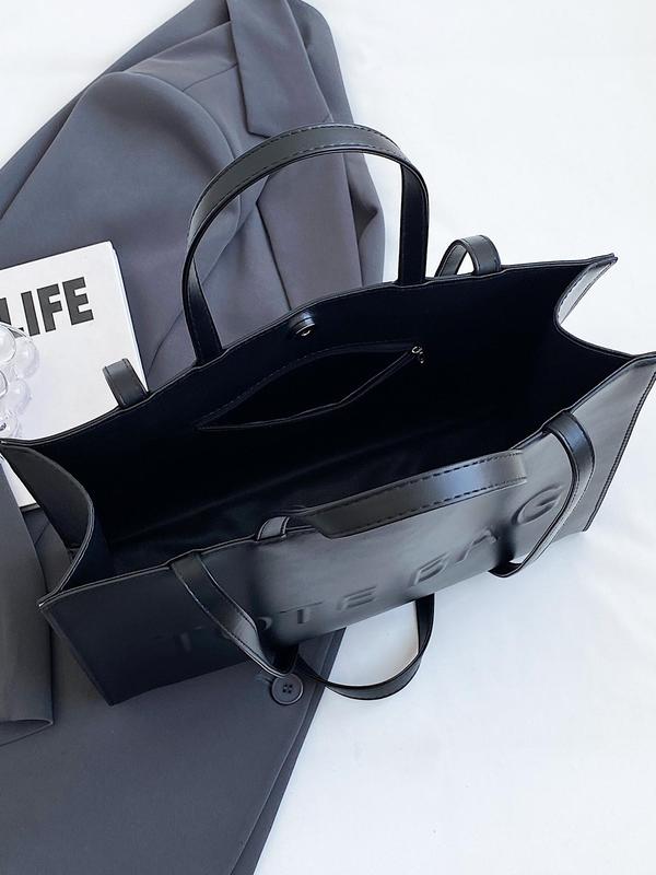 Women's Solid Color Tote Bag, Fashionable Large Capacity Shoulder Bag for Work & Daily Used, Casual Trendy Versatile High-quality Daily Commuting Bag 8