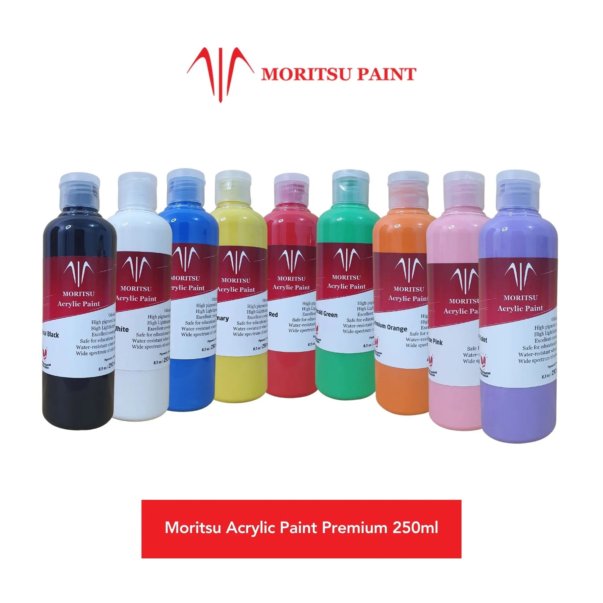 Acrylic Paint Moritsu Cat Akrilik Premium Quality 250 ML - All Colour