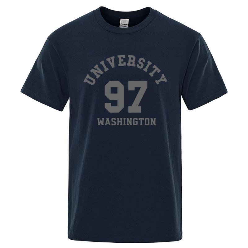 Product Introduction of Kemeja-T Hip Hop, Rekaan Huruf Gothic 97 Universiti Washington, Kemeja-T Bersaiz Besar Longgar Lelaki, Kemeja-T Musim Panas, Kemeja-T Kapas, Gaya Kasual 13