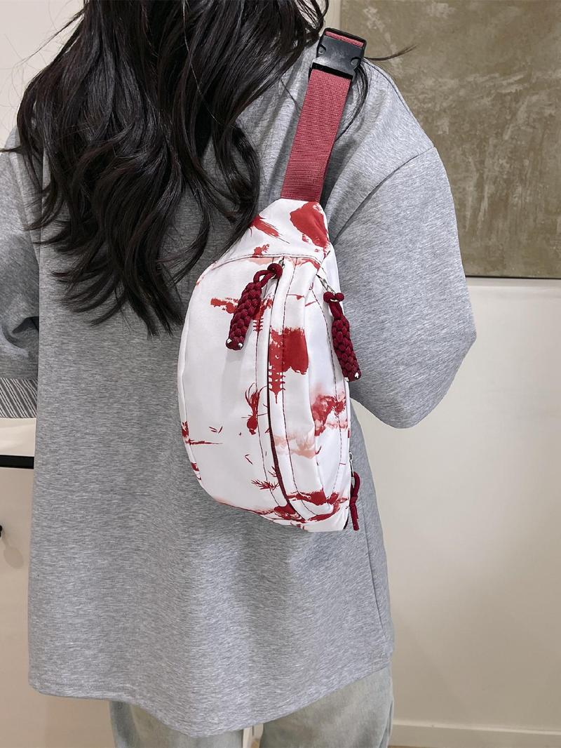 Product Introduction of Fashionable Floral Pattern Fanny Pack, Casual Versatile Zipper Sling Bag for Women, Trendy All-match Chest Bag for Daily Used 5