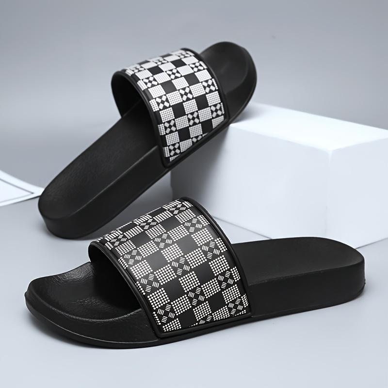 Unisex Quick-Dry Slippers - Anti-Slip, Soft Sole Summer Sandals, Geometric Plaid Design, Breathable Fabric Lining, EVA Sole, Slip-On for Indoor/Outdoor, Beach & Shower Use 7