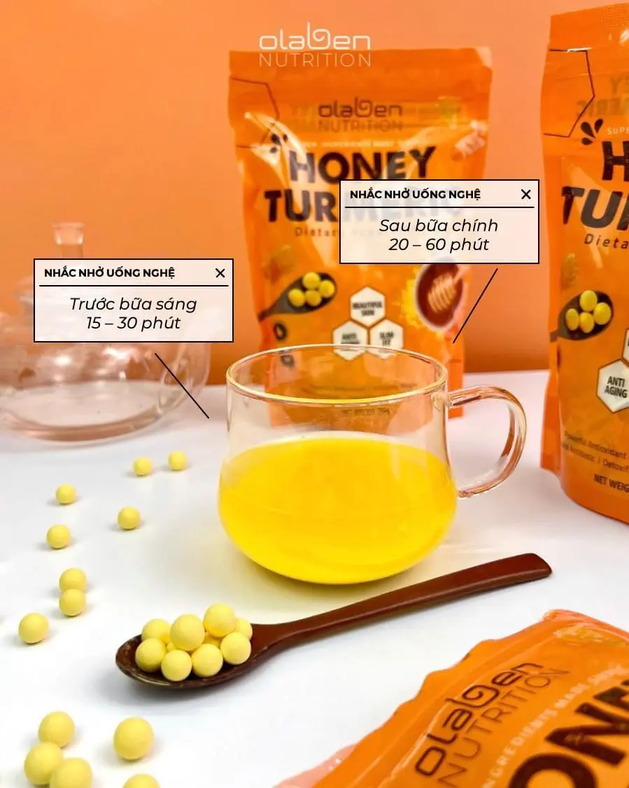 Viên Tinh Bột Nghệ Honey Turmeric OLABEN Hương Vị Mật Ong Sữa Chua Tự Nhiên 250gram