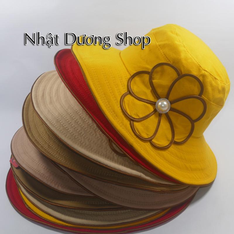  Nón bo nữ mũ tai bèo vành rộng 8 cm vòng đầu 55-57,58 cm hoa 8cánh - chất liệu Cotton đẹp thích hợp cho chị em phụ nữ 