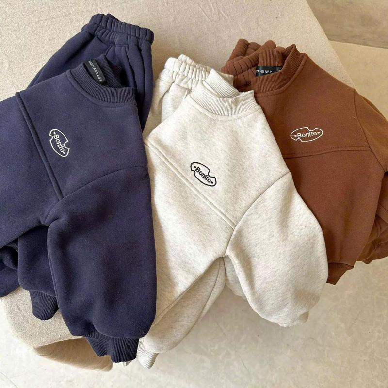 [ MỠ.KIDS - NỈ BÔNG ] D70 SET bộ quần áo dài tay cổ tròn NỈ BONITO chất nỉ Bông dày dặn size 8-27kg