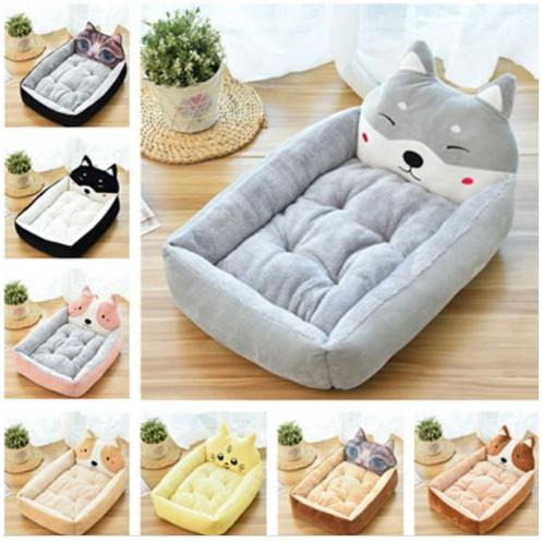Tempat Tidur Anjing/Kucing Model Teddy Golden Retriever Dengan Matras Removable anjing & kucing doll biru 0
