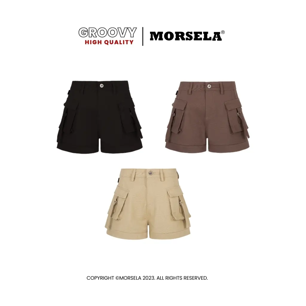 Quần short nữ kaki túi hộp MORSELA - GROOVY phong cách y2k hiện đại - Cargo Short