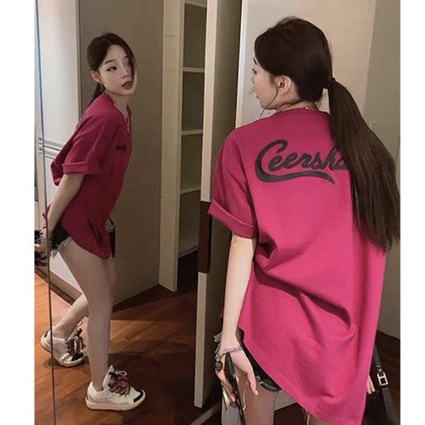  CEERSHAW Áo thun phông logo tay nam nữ PINK tay lỡ form rộng CEERSHAW Unisex Top Women Top Women 