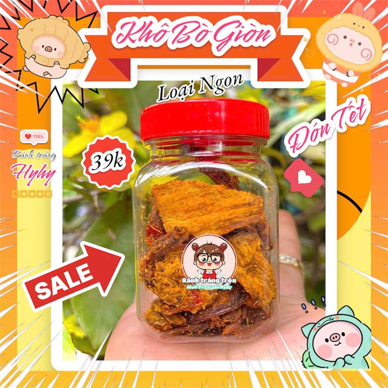 KHÔ BÒ GIÒN Trộn Bánh Tráng nhà HyHy - Hàng Loại Ngon Hương Vị Truyền Thống - Đồ ăn vặt Snack Food Thức Ăn Cay    khô bò bánh  tráng Chua