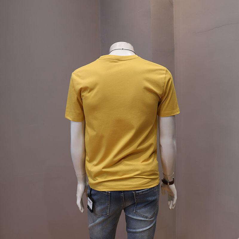Áo Thun Nam Ngắn Tay, Xu Hướng Thanh Niên Hàn Quốc Mới, Dáng Ôm, Áo Tay Lửng Áo, Chất Liệu Cotton, Thích Hợp Cho Mùa Hè, Năm 2023 Menswear Cổ Tròn 4