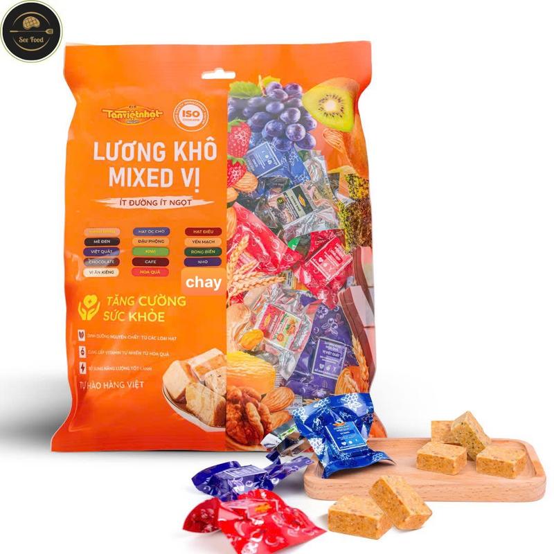 1KG Thực phẩm Lương khô chay 14 vị dinh dưỡng TÂN VIỆT NHẬT GỒM CÁC VỊ HẠT VÀ TRÁI CÂY (K RUỐC THỊT) ĂN VẶT SEE FOOD TVN1 ngucoc