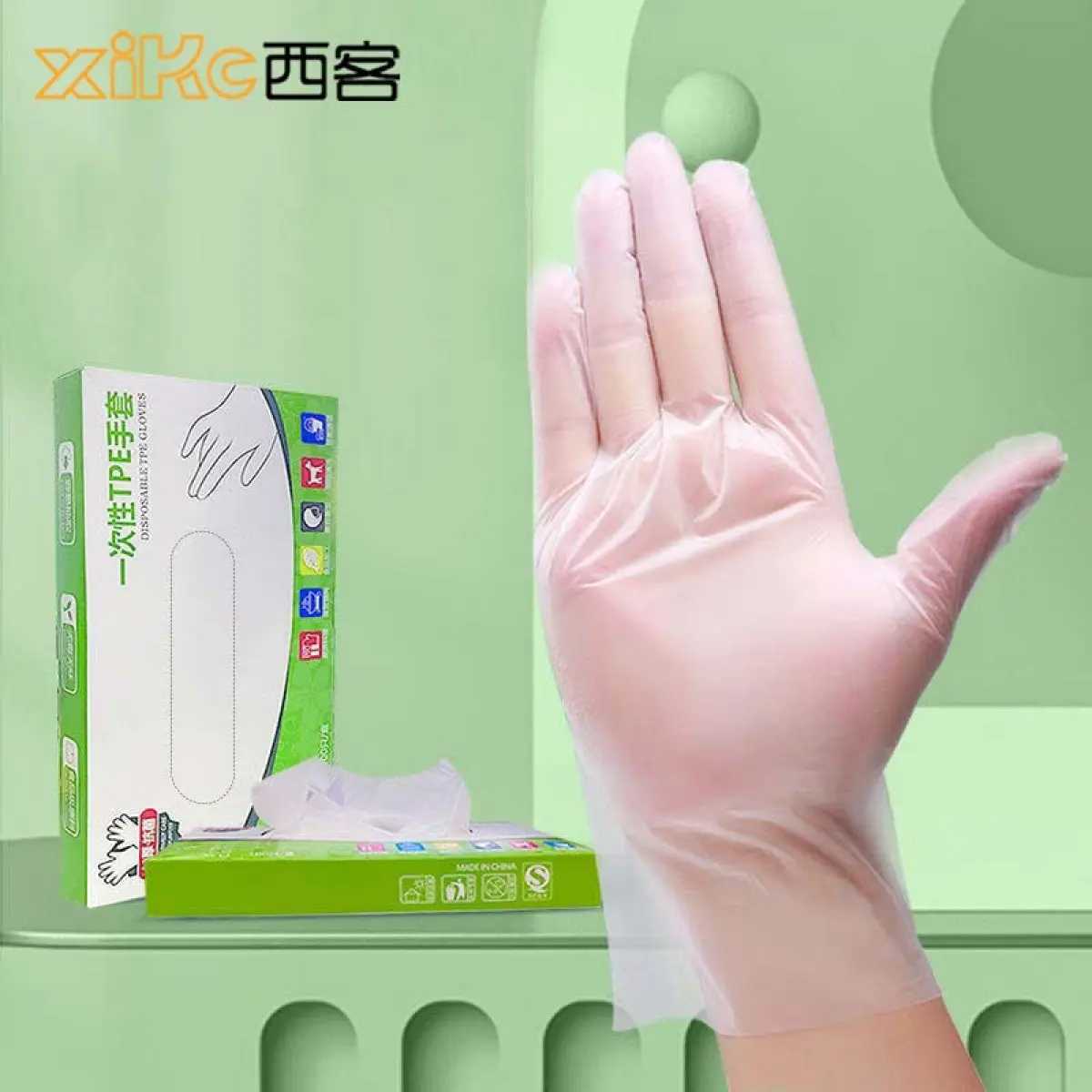 TPE gloves, disposable, food grade, for household kitchen, baking and washing, thicker and durable, made of PET material