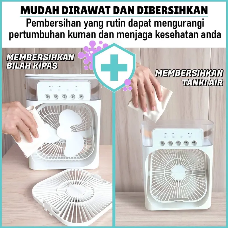 Kipas Angin Mini AC LED 3 in 1 Portable Air Cooler Humidifier 600 ML Kode 002 1