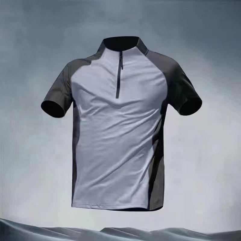 Product Introduction of Áo Thun Thể Thao, Dành Cho Nam Giới, Nửa Dây Kéo, Cổ Chân Đế Chất Liệu Lụa Lạnh Nhanh Khô, Ngắn Tay, Áo Chạy Bộ, Thích Hợp Cho Mùa Hè, Tập Luyện Thể Thao, Quần Áo Tennis 4