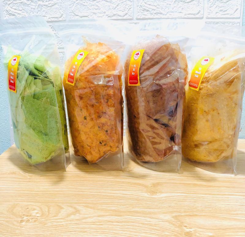 Combo 2kg Bánh Tráng Tây Ninh Sợi Sa Tế Tôm 500g, Lá Xì Ke 500g, Lá Phô Mai Dứa 500g, Lá Muối Tỏi 500g Snack Ăn Vặt Thức Ăn Food
