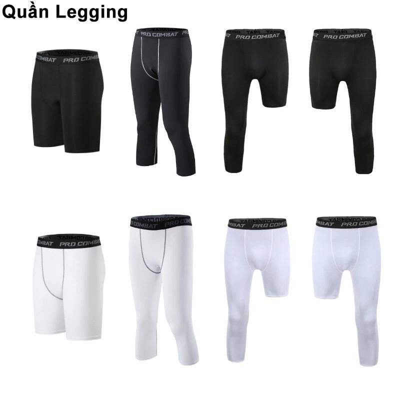 Quần bó cơ legging nam Quần Pro combat bóng rổ Quần Legging Ngắn Ôm Sát Màu Trắng Đen Dành Cho Nam Tập Thể Thao Chạy Bộ