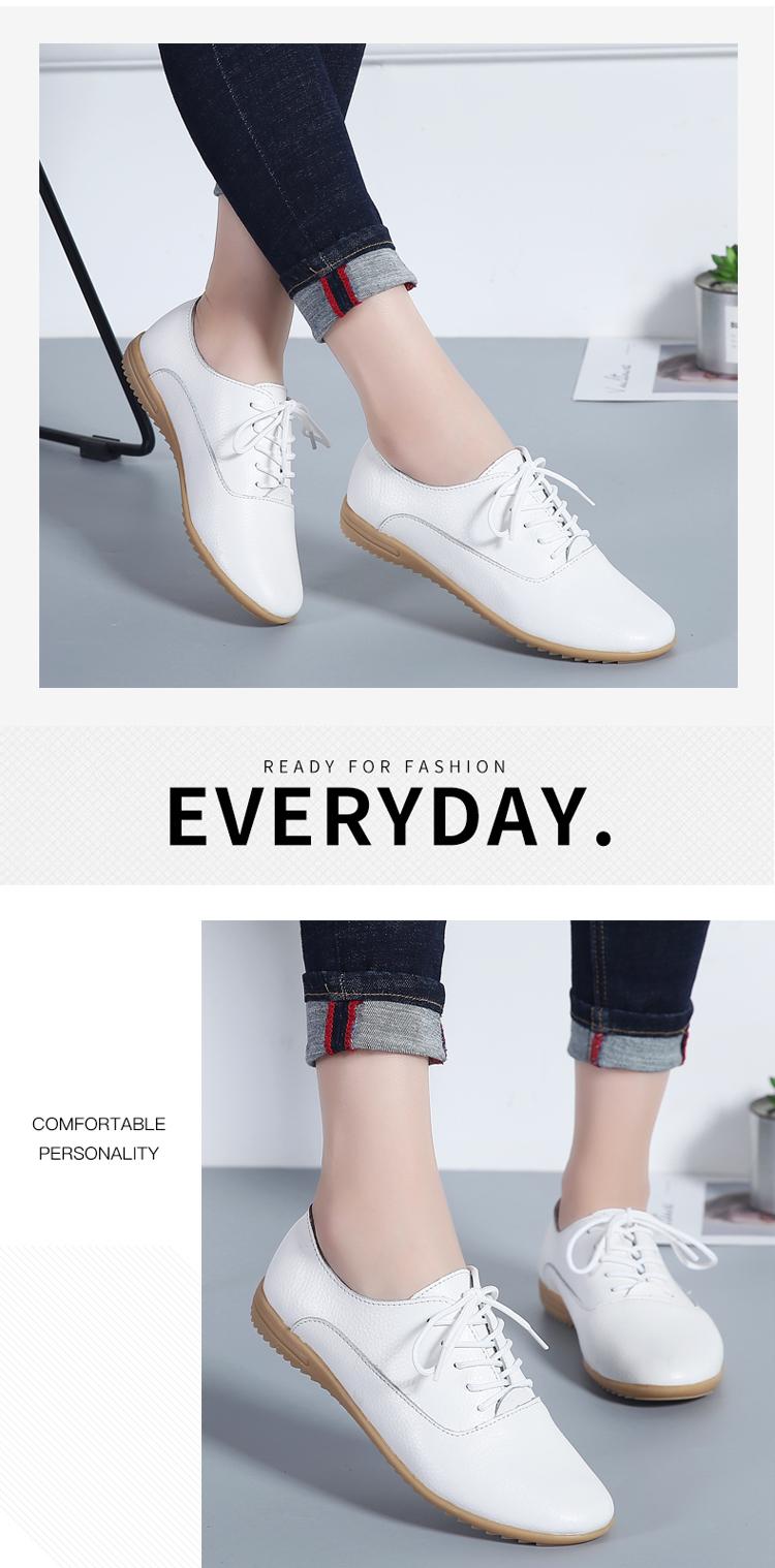Product Introduction of Cheap Fashion Women Leather Shoes Comfortable Lace Up Ladies Office Shoes Pointed Toe Flats 20