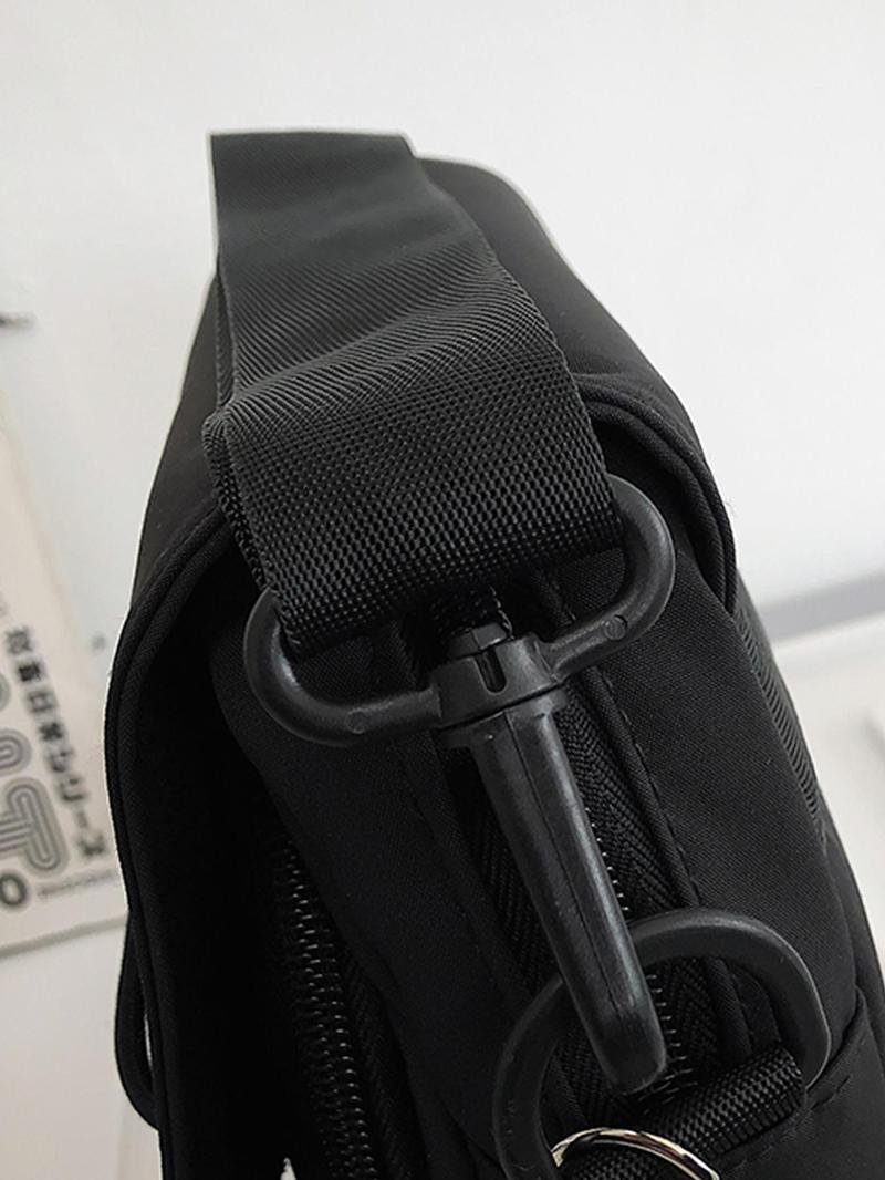 Product Introduction of Men's Casual Plain Color Nylon Crossbody Bag,  Trendy Letter Pattern Zipper Shoulder Bag for Work & School 3