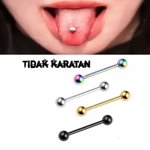 Anting Barbell Lidah - Anting Lidah Pria Dan Wanita - Piercing Lidah Ukuran 2cm