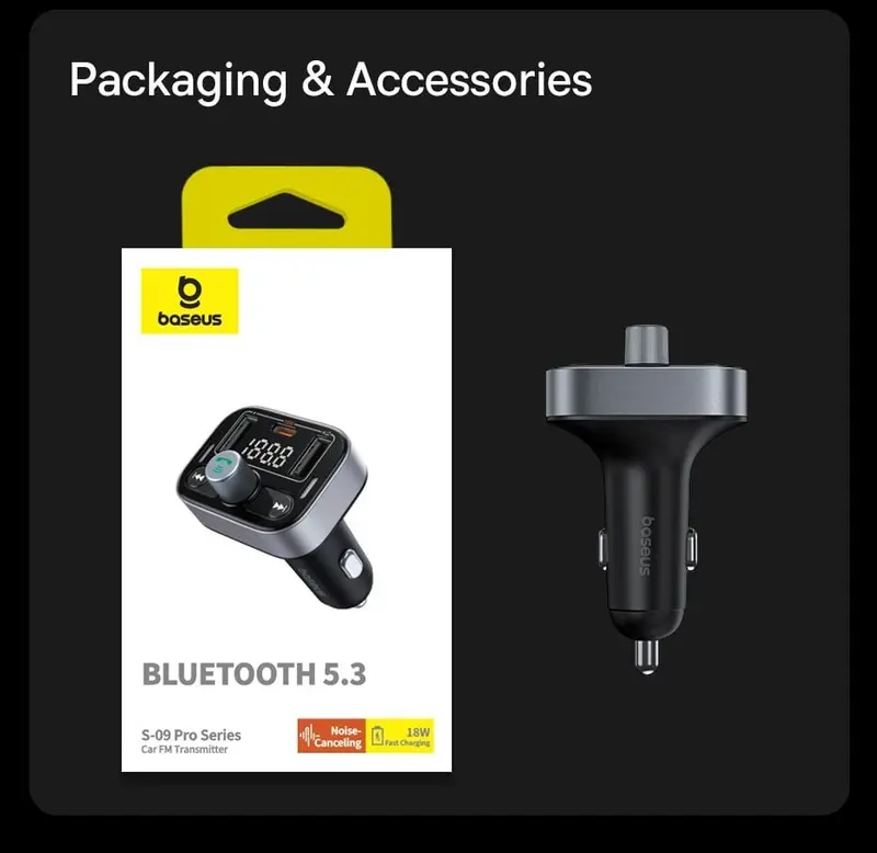 Củ sạc/ tẩu sạc đa năng trên xe hơi BASEUS S09 Pro CAR CHARGER, có BLUETOOTH kết nối không dây. 1