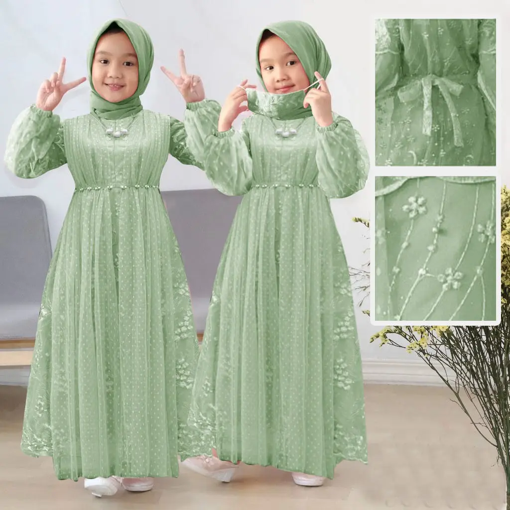 GAMIS JAHWARA KIDS / GAMIS PESTA ANAK TILE MUTIARA TERBARU LEBARAN 2025 MEWAH MODERS SIZE USIA 2-13TH Muslim Variasi Dress Maxi