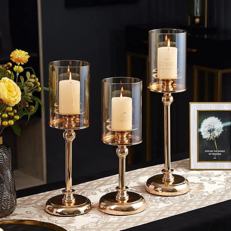 Modern Clear Glass Candle Holder without Candle, 1 Count Elegant Candle Holder, Home Decor for Living Room, Dining Table Decoration Center 4