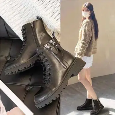 Giày Bốt Nữ Thời Trang Phong Cách Mã 330 Đế Cao 3 Phân Nhẹ Êm Thoáng Khí - Da Mềm Mại - Shoes 0