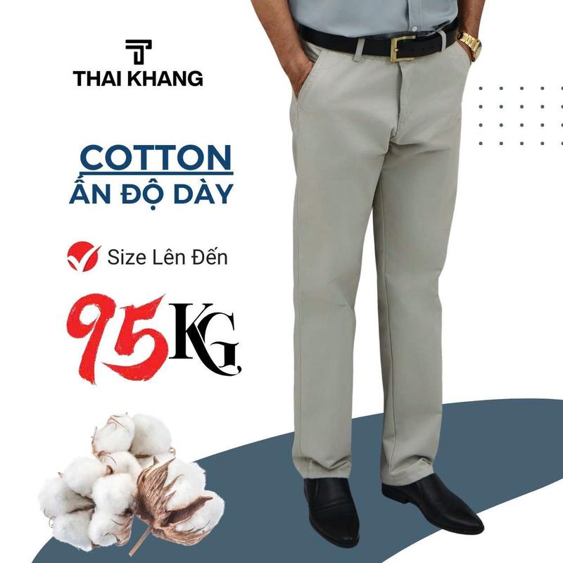 Quần kaki nam trung niên ống suông THÁI KHANG vải cotton dày mềm mặc thoải mái form rộng QUAN04 Menswear Pants Có Túi Ong