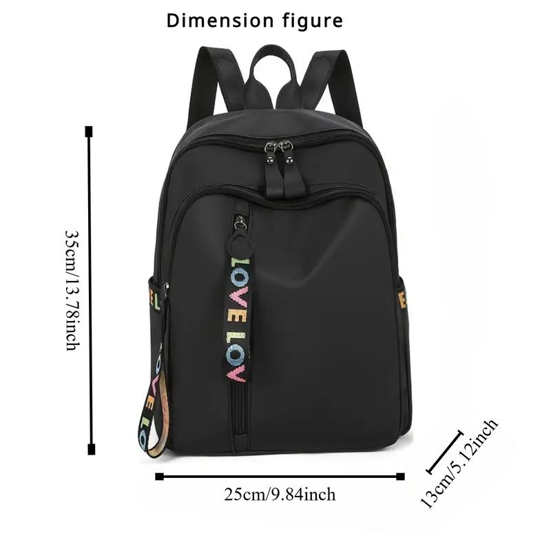 [Stylish Backpack] Stylish Nylon Backpack |     Large Capacity Travel & School Bag with Colorful "LOVE" Ribbon Design, Durable Casual Backpack with Practical Pockets - Travel Bag |     Colorful Accents |     Zipper Closure 2