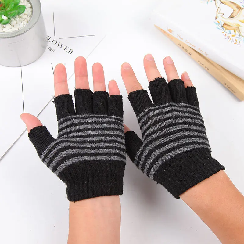 Găng tay len Bao tay len dành cho nam Kiểu bít ngón và không bít Chất liệu len co giãn, Chống nắng, Thoải mái khi đeo 3