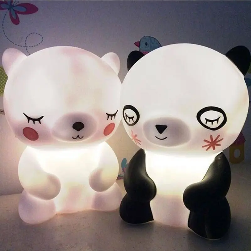 Cute Black & White Panda Night Light – LED Battery-Powered Decor for Kids Room & Bedside
