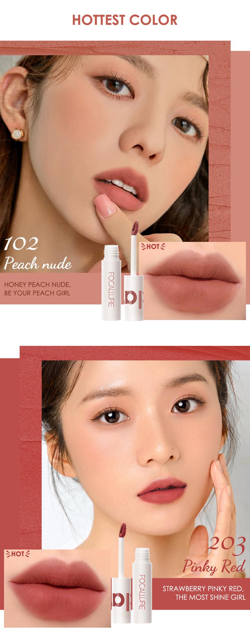 Product Introduction of FOCALLURE MOUSSE MATTE VÀ SON MÔI BÓNG MƯỢT VELVET-MIST HIGH PIGMENTATION MATTE LONG-LASTING LIPSTICK 39
