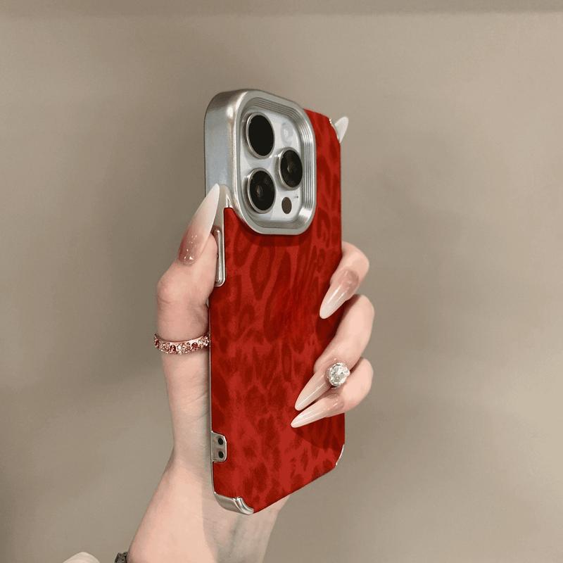 Ốp Điện Thoại Da Họa Tiết Da Báo Mạ Sang Trọng, Tương Thích Với iPhone 16, 15, ProMAX, 14, 13, 12, 11 Plus, Có Khung Ống Kính Lỗ Lớn, Ốp Lưng