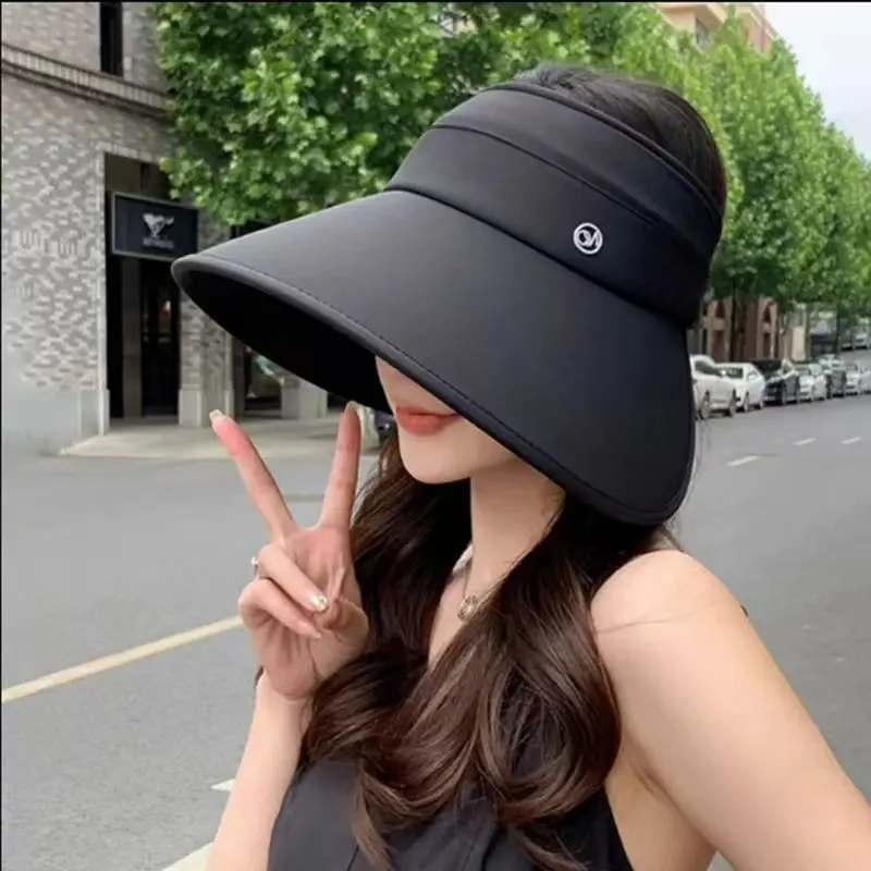 Wrap-Around Full Face Sun Hat for Women, Summer Wide Brim Visor Hat, Cycling UV Protection Ice Silk Sun Hat, Celebrity Style Visor Hat