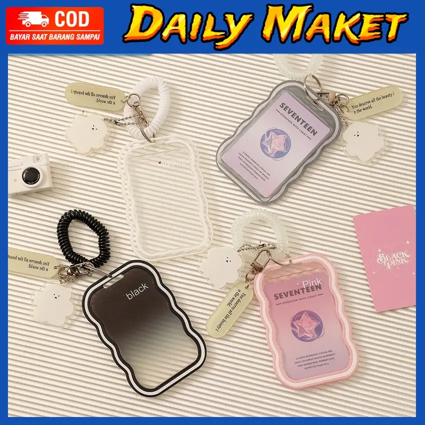 3" inch Photocard Holder Kpop ID Card Case Holder Tempat Kartu Gantungan Kunci Name Tag Keychain Lucu