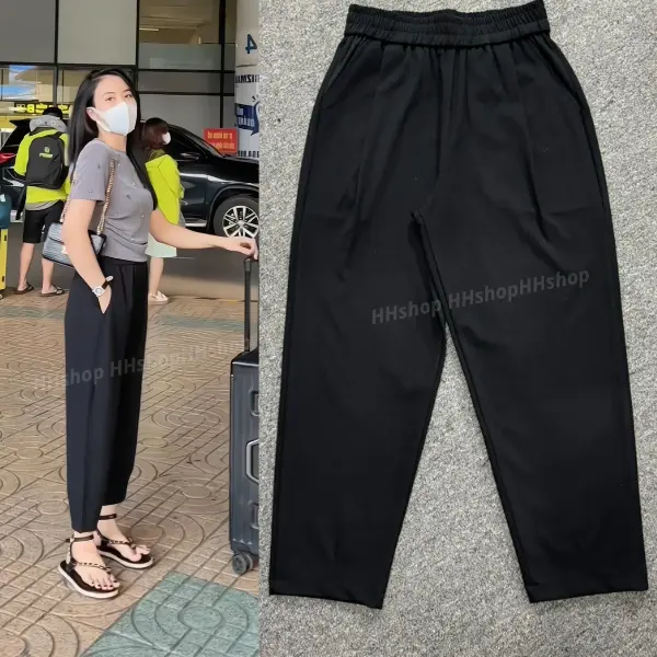Combo 2 Quần baggy nữ chín tấc co giãn 4 chiều lưng chun cạp cao cao cấp chất mì Nhật-hhshop Women Pants