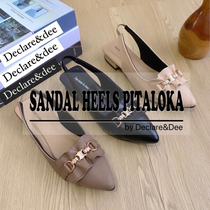Declare&Dee Heels Blok Wanita Pitaloka Square Toe High 3 CM Black Karet Belakang Best Seller Shoes flat  shoes 5