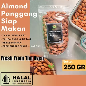 ROASTED ALMOND 250 GRAM PREMIUM - SIAP MAKAN KACANG ALMOND PANGGANG KUPAS Snack Food Cemilan