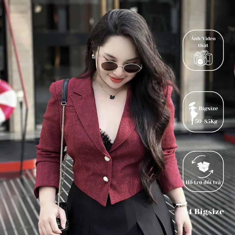 Áo vest lửng bigsize 34AK047, áo khoác croptop 34 Bigsize cho nữ trẻ trung năng động đi làm, đi chơi